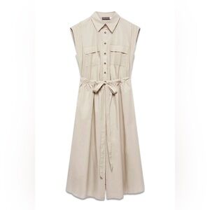 Mint Velvet Cream Cotton Wrap Midi Shirt Dress size 12 Large